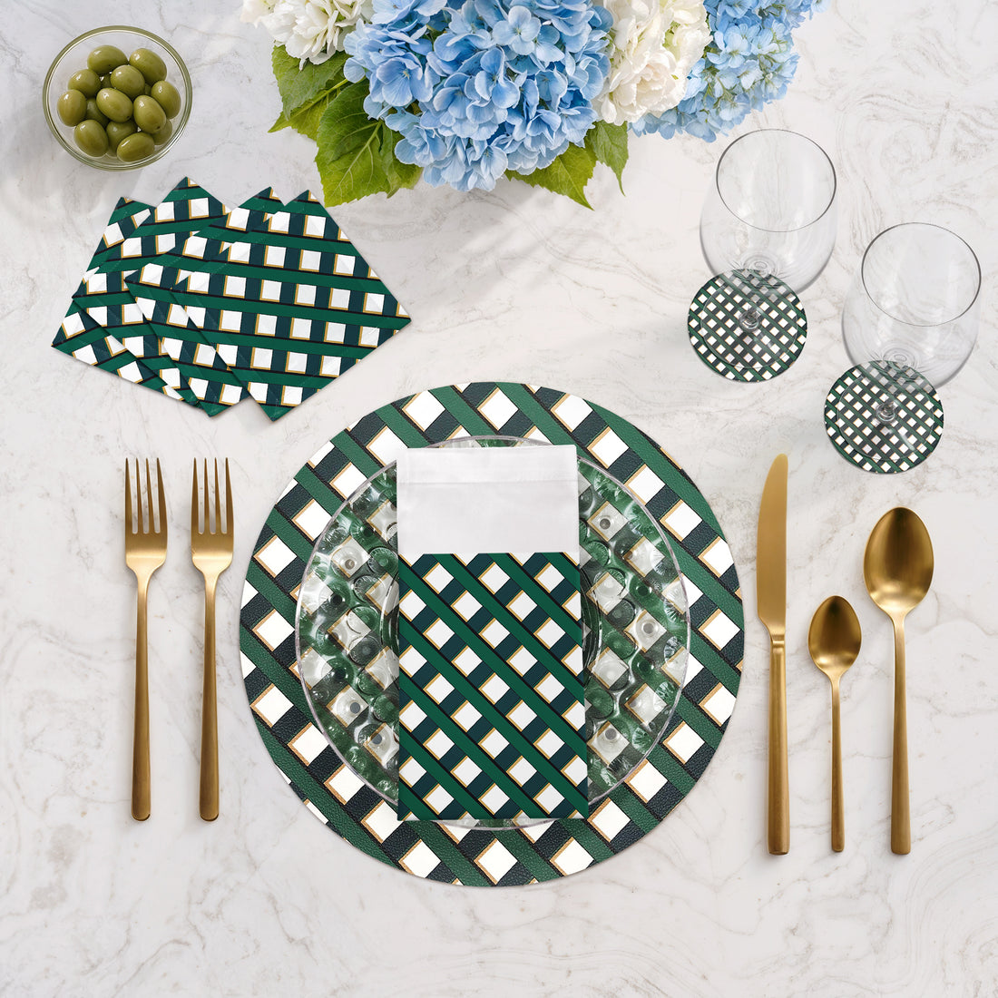 Timothy Corrigan Jardin Français Sets de table ronds en galets 40 cm, lot de 4