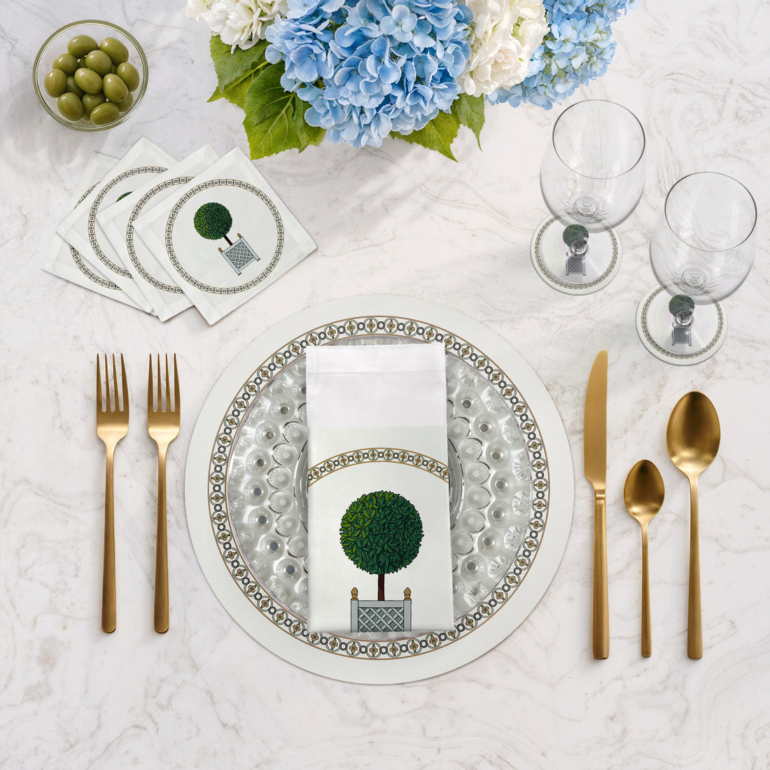 Timothy Corrigan Parterre Topiary Set de table rond en galets 40,6 cm, lot de 4