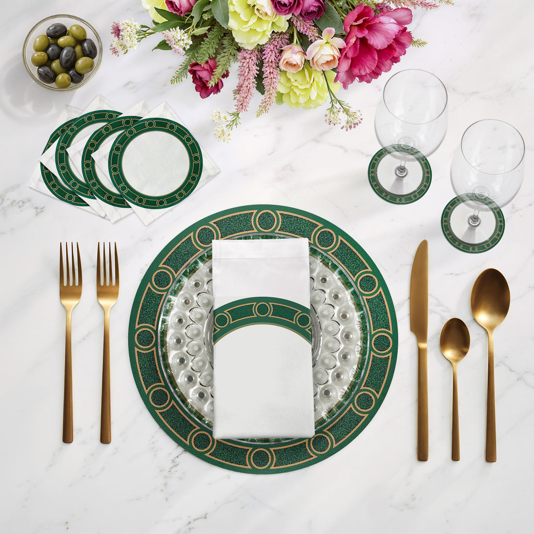 Timothy Corrigan Parterre Verre Claire Set de table rond 16&quot; Galet, lot de 4