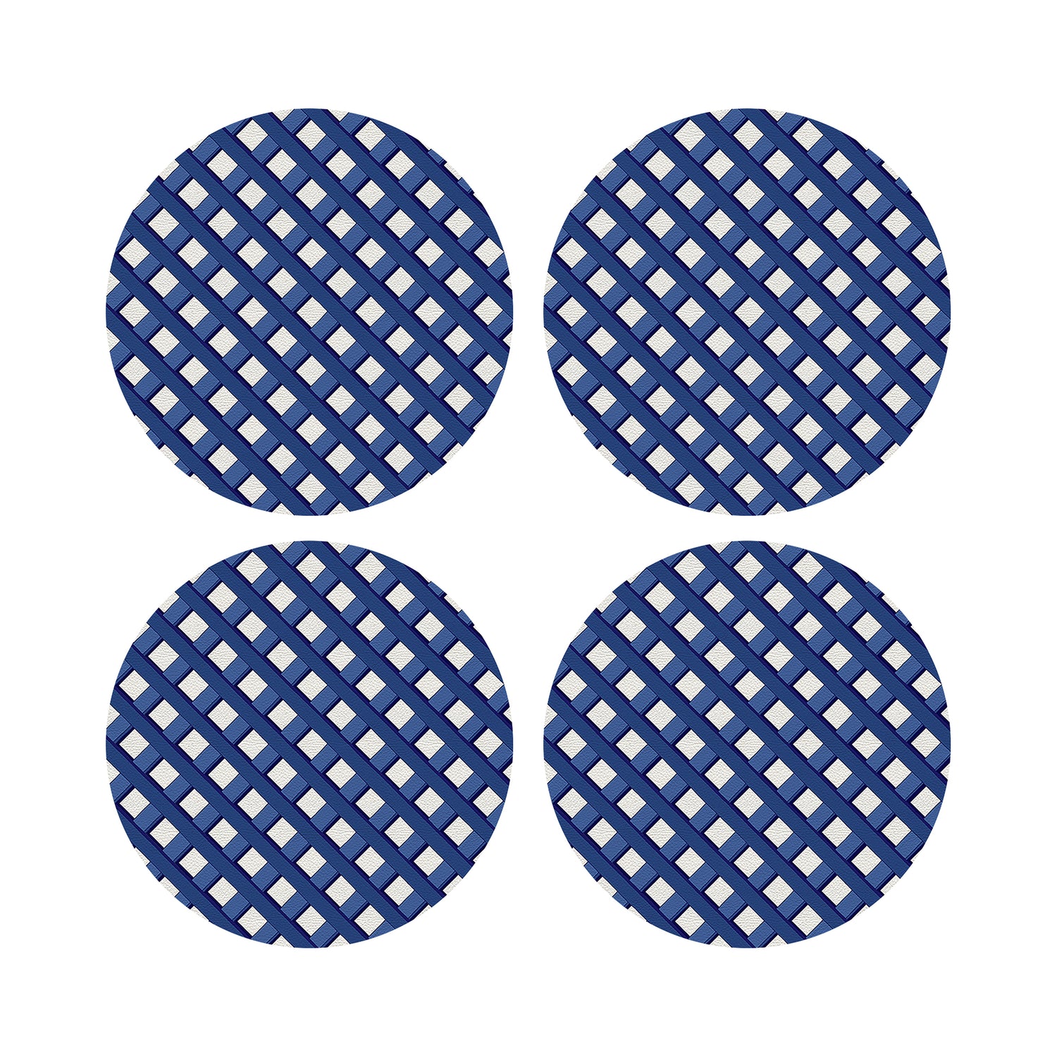 Timothy Corrigan Jardin Francais Blue 16&quot; Round Pebble Placemats, Set of 4 - nicolettemayer.com
