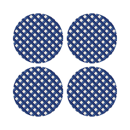 Timothy Corrigan Jardin Francais Blue 16&quot; Round Pebble Placemats, Set of 4 - nicolettemayer.com
