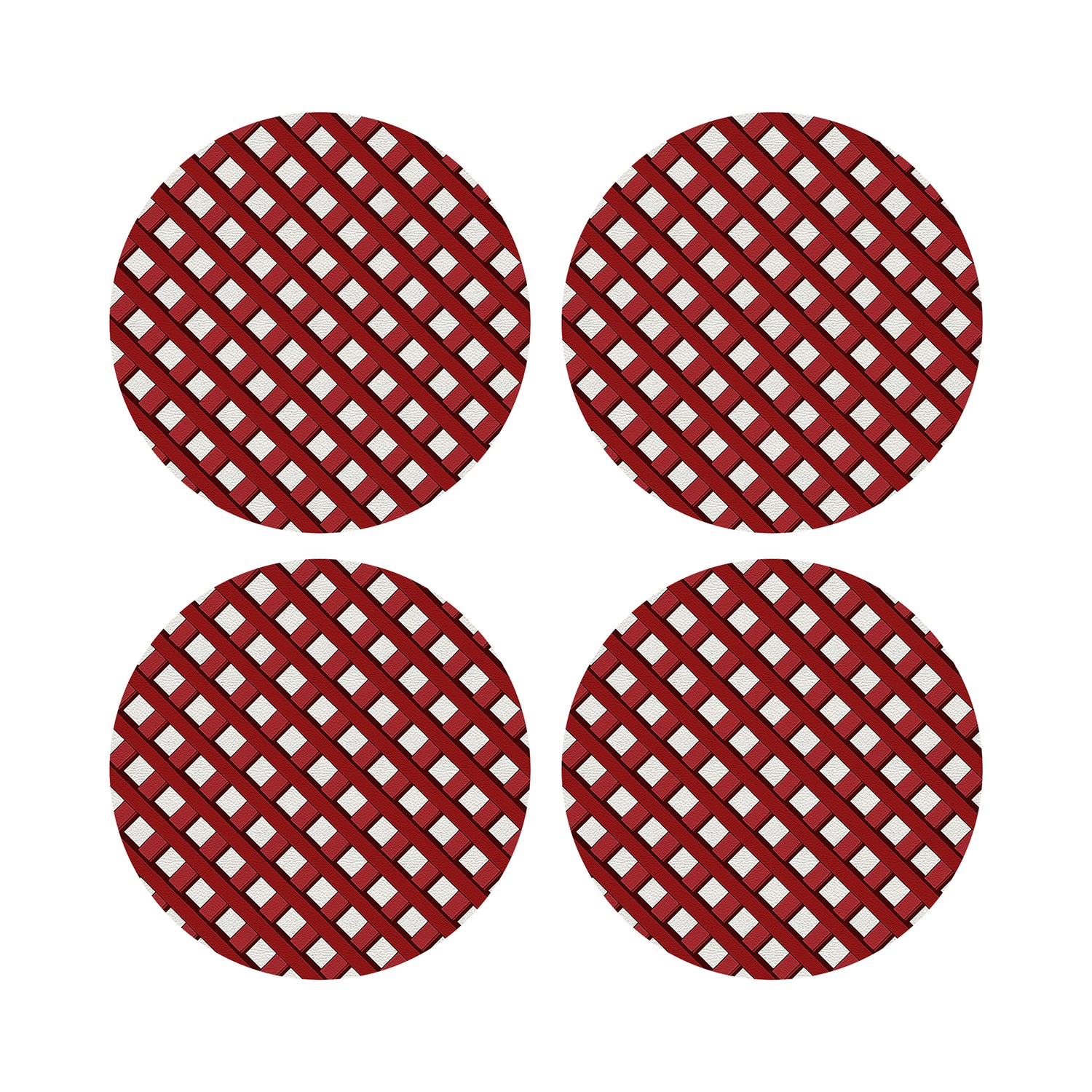 Timothy Corrigan Jardin Francais Red 16&quot; Round Pebble Placemats, Set of 4 - nicolettemayer.com
