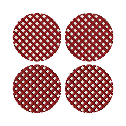 Timothy Corrigan Jardin Francais Red 16&quot; Round Pebble Placemats, Set of 4 - nicolettemayer.com
