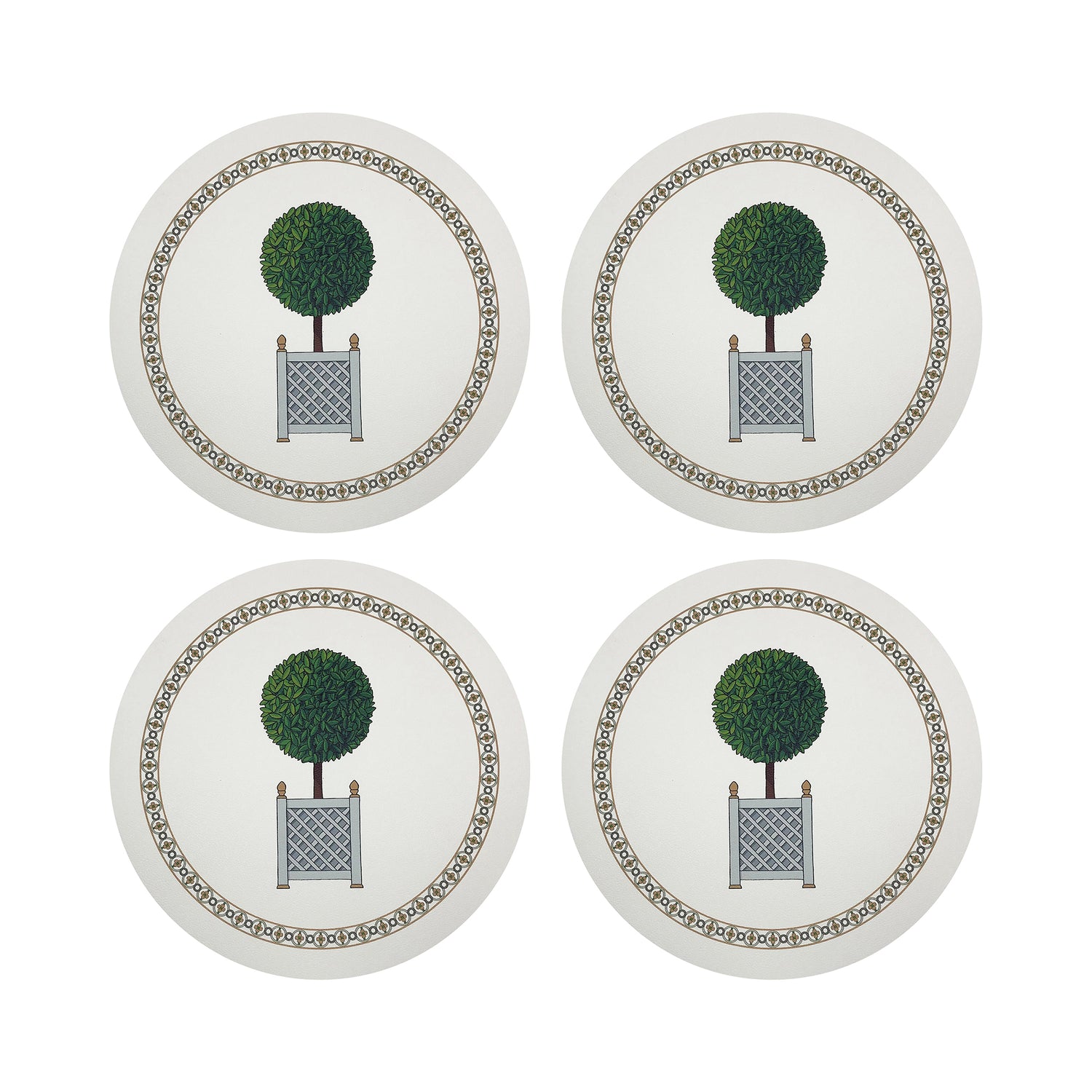 Timothy Corrigan Parterre Topiary 16&quot; Round Pebble Placemats, Set Of 4 - nicolettemayer.com