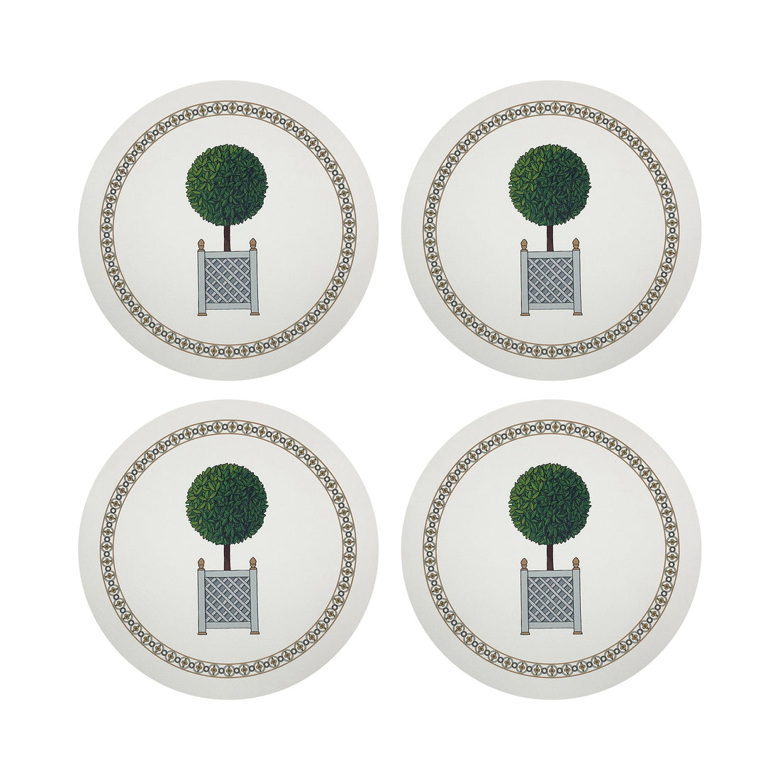 Timothy Corrigan Parterre Topiary Vegan Leather Round Coasters