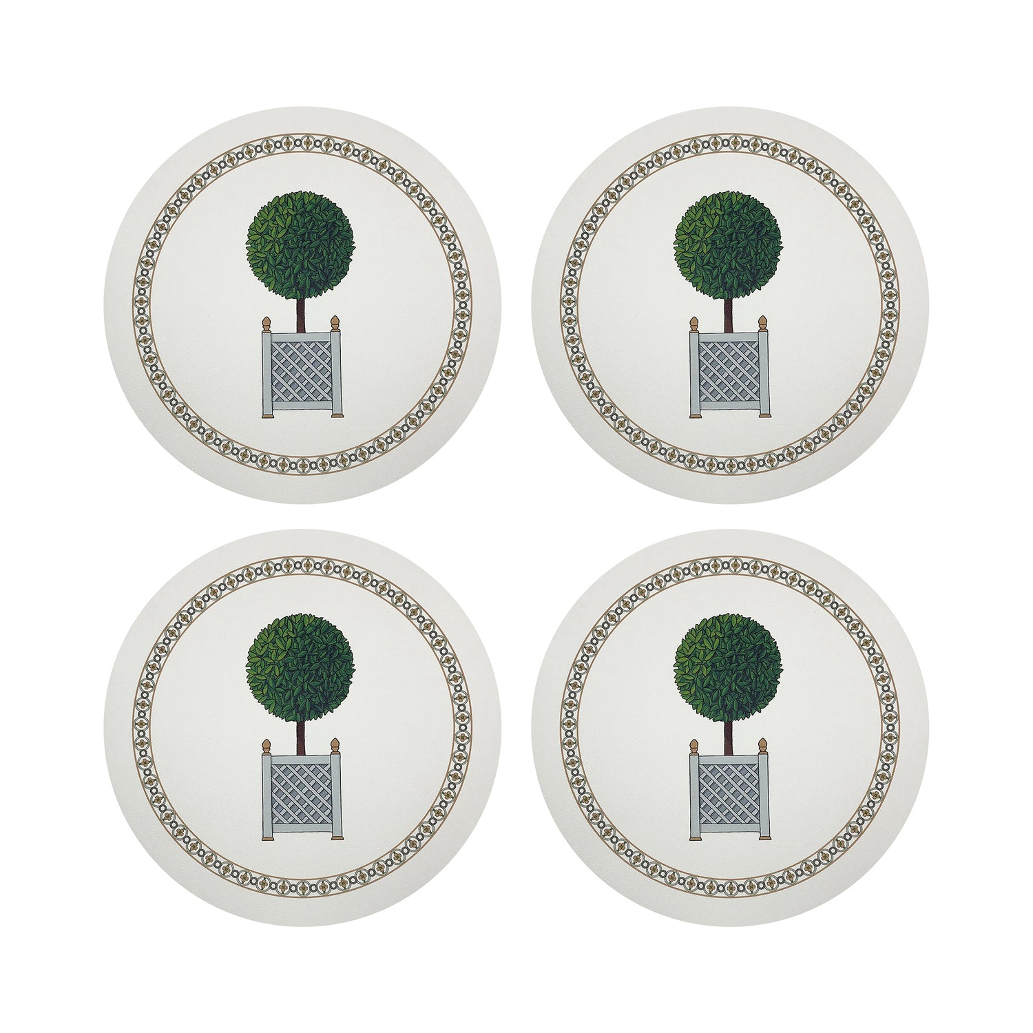 Timothy Corrigan Parterre Topiary Vegan Leather Round Coasters