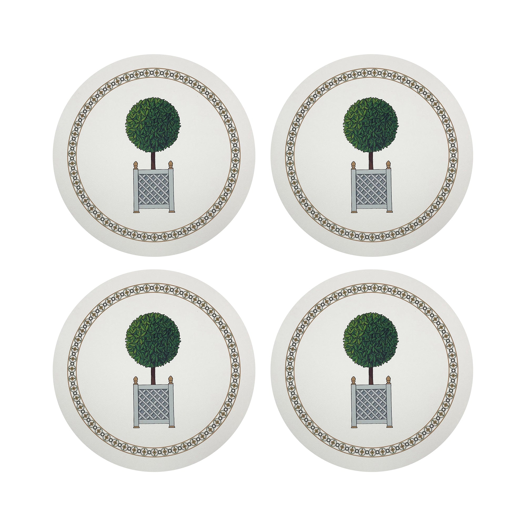 Timothy Corrigan Parterre Topiary Vegan Leather Round Coasters