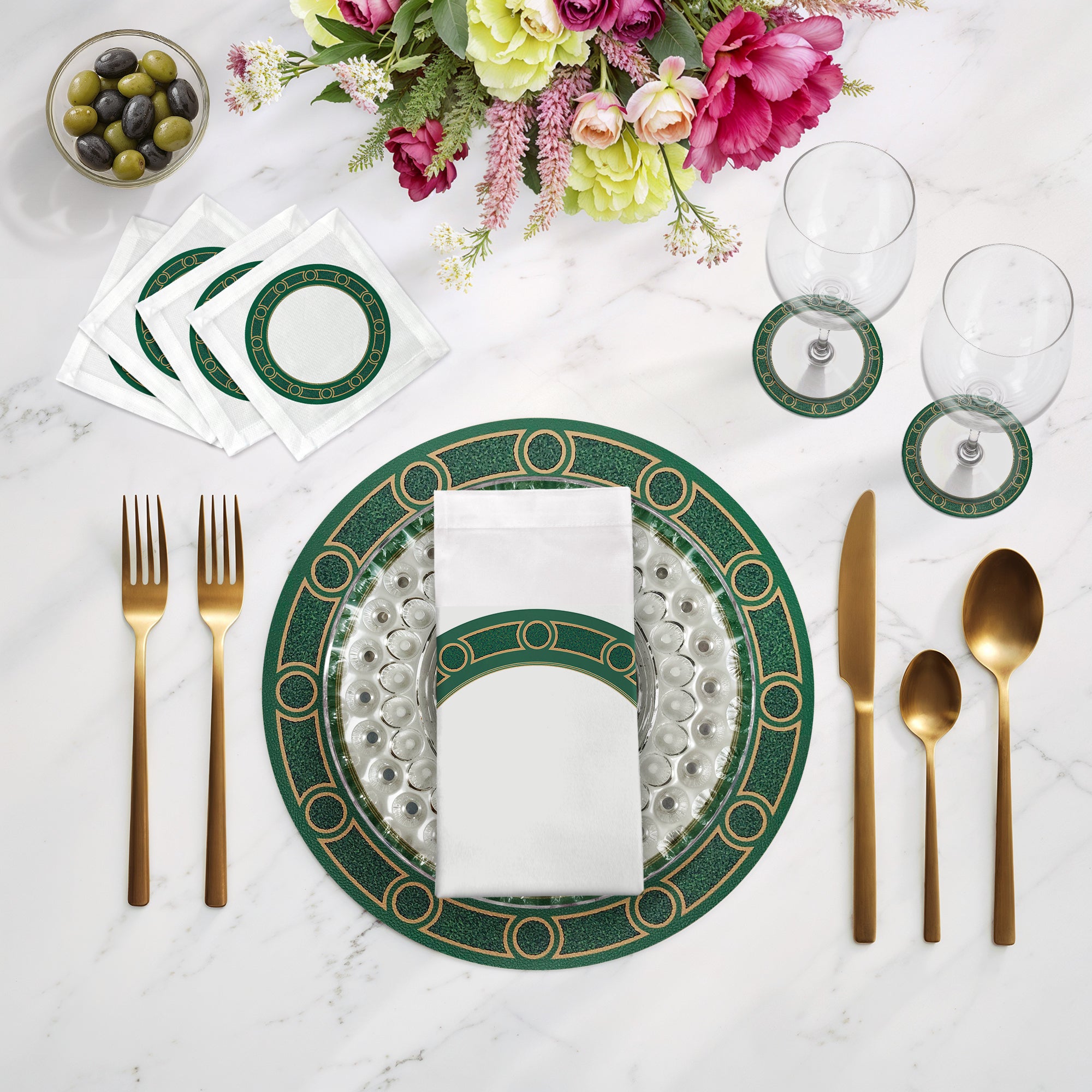 Timothy Corrigan Parterre Verre Claire Vegan Leather Round Coasters
