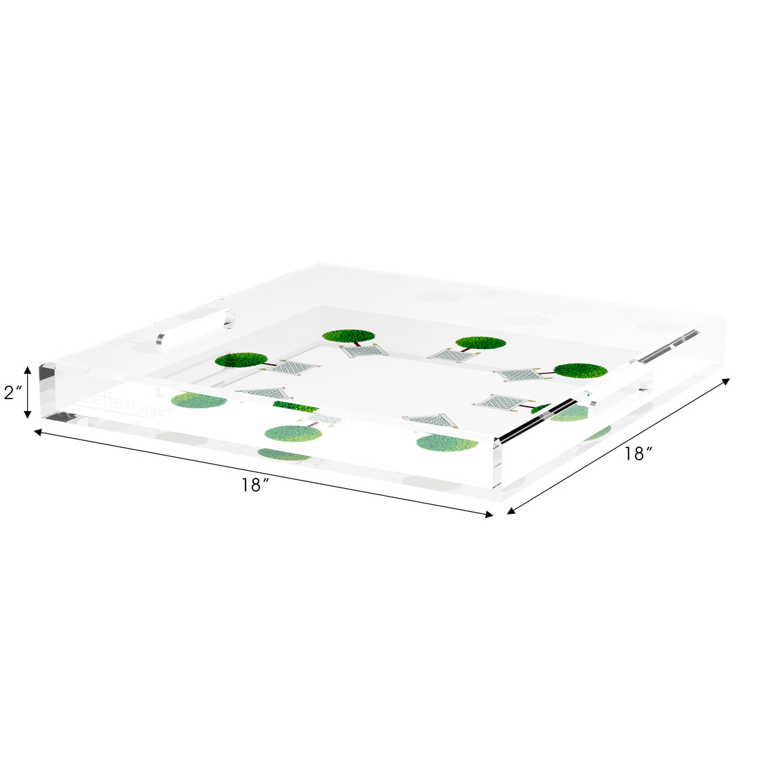 Timothy Corrigan Topiary Radial 18X18 Acrylic Tray - nicolettemayer.com
