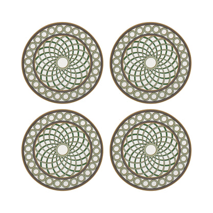 Timothy Corrigan Treillage Gold 16&quot; Round Pebble Placemats, Set of 4 - nicolettemayer.com
