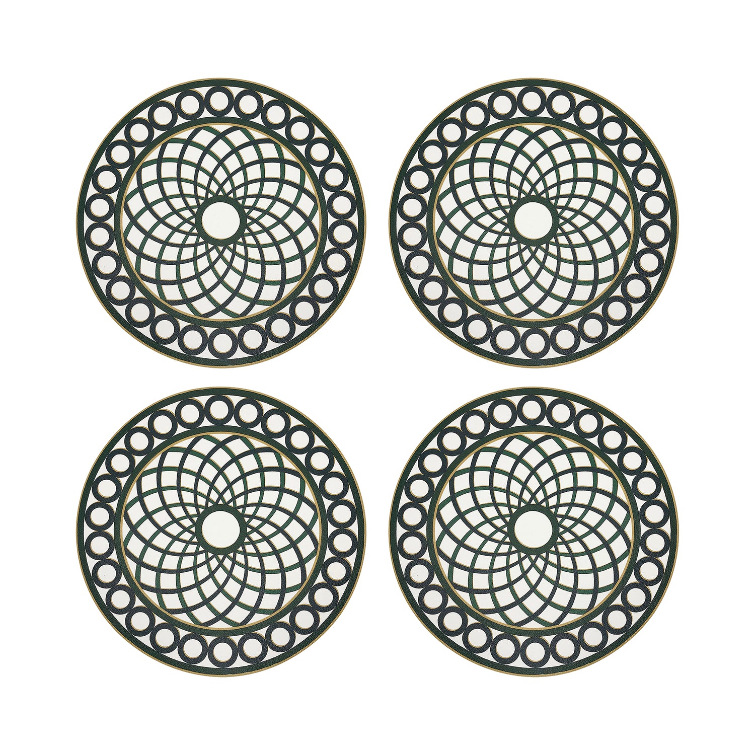 Timothy Corrigan Treillage Green 16&quot; Round Pebble Placemats, Set of 4 - nicolettemayer.com
