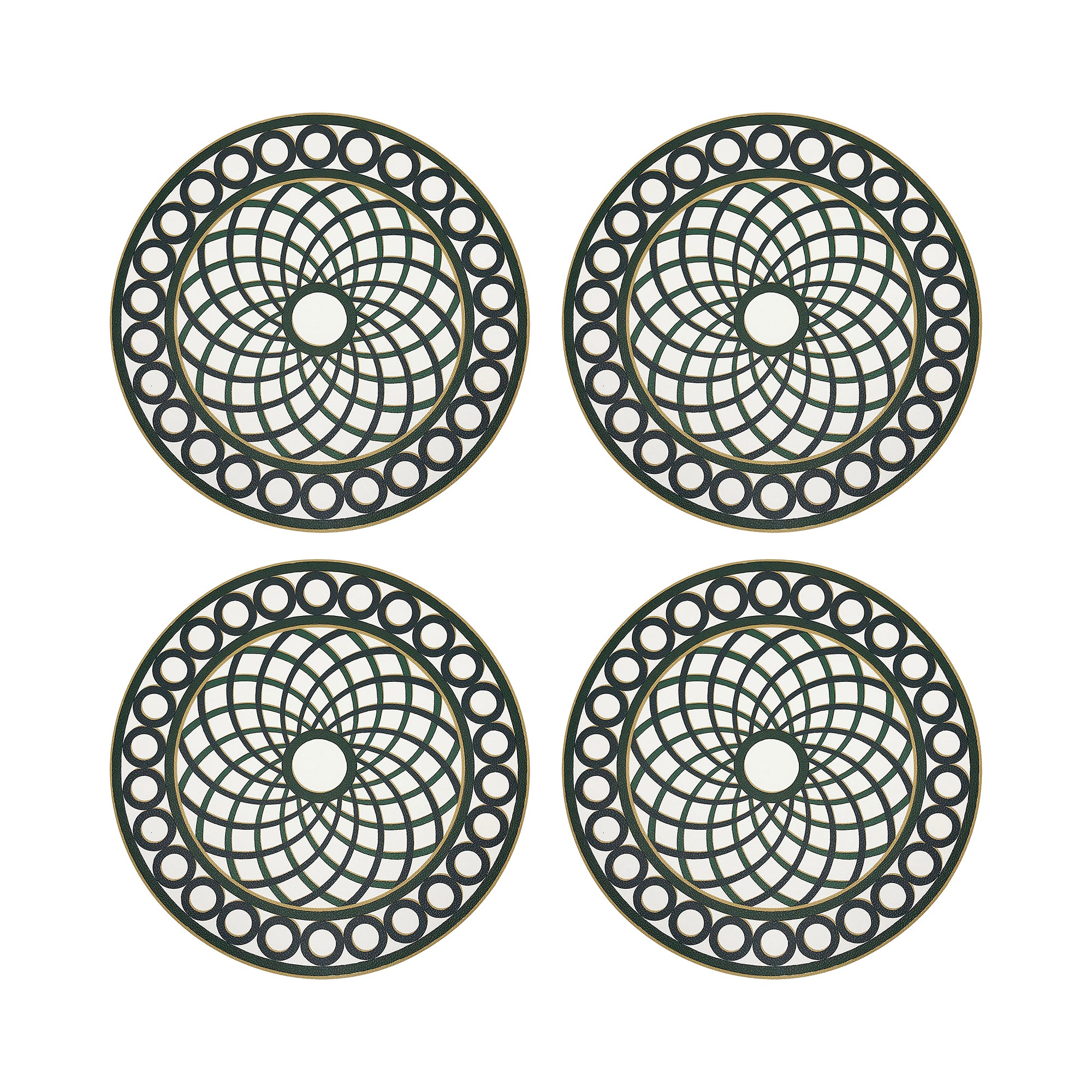 Timothy Corrigan Treillage Green 16&quot; Round Pebble Placemats, Set of 4 - nicolettemayer.com

