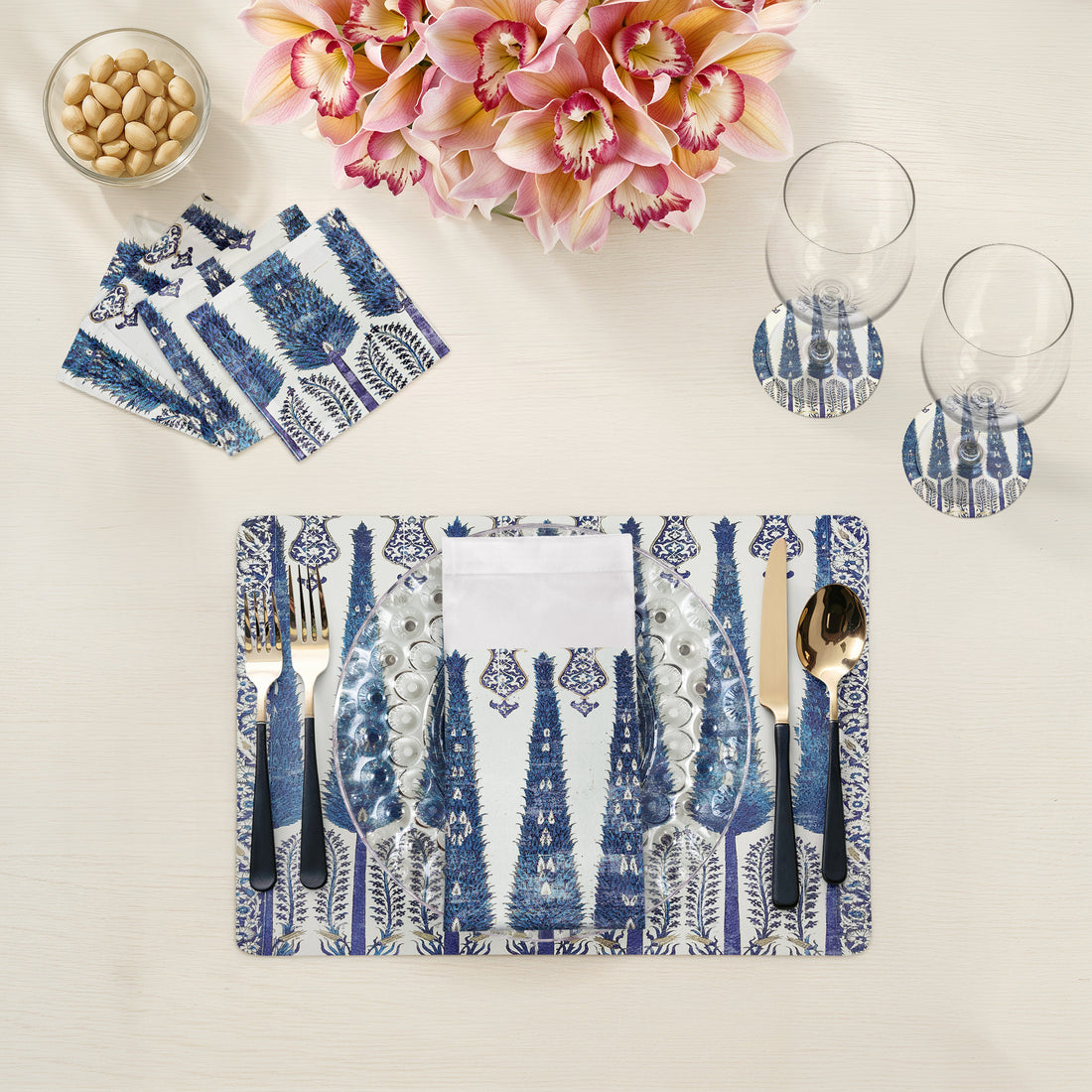Topkapi Garden Classic Vegan Leather Rectangle Pebble Placemat