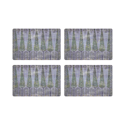 Topkapi Garden Gold Purple 17.5&quot; Rectangle Pebble Placemat, Set Of 4 - nicolettemayer.com
