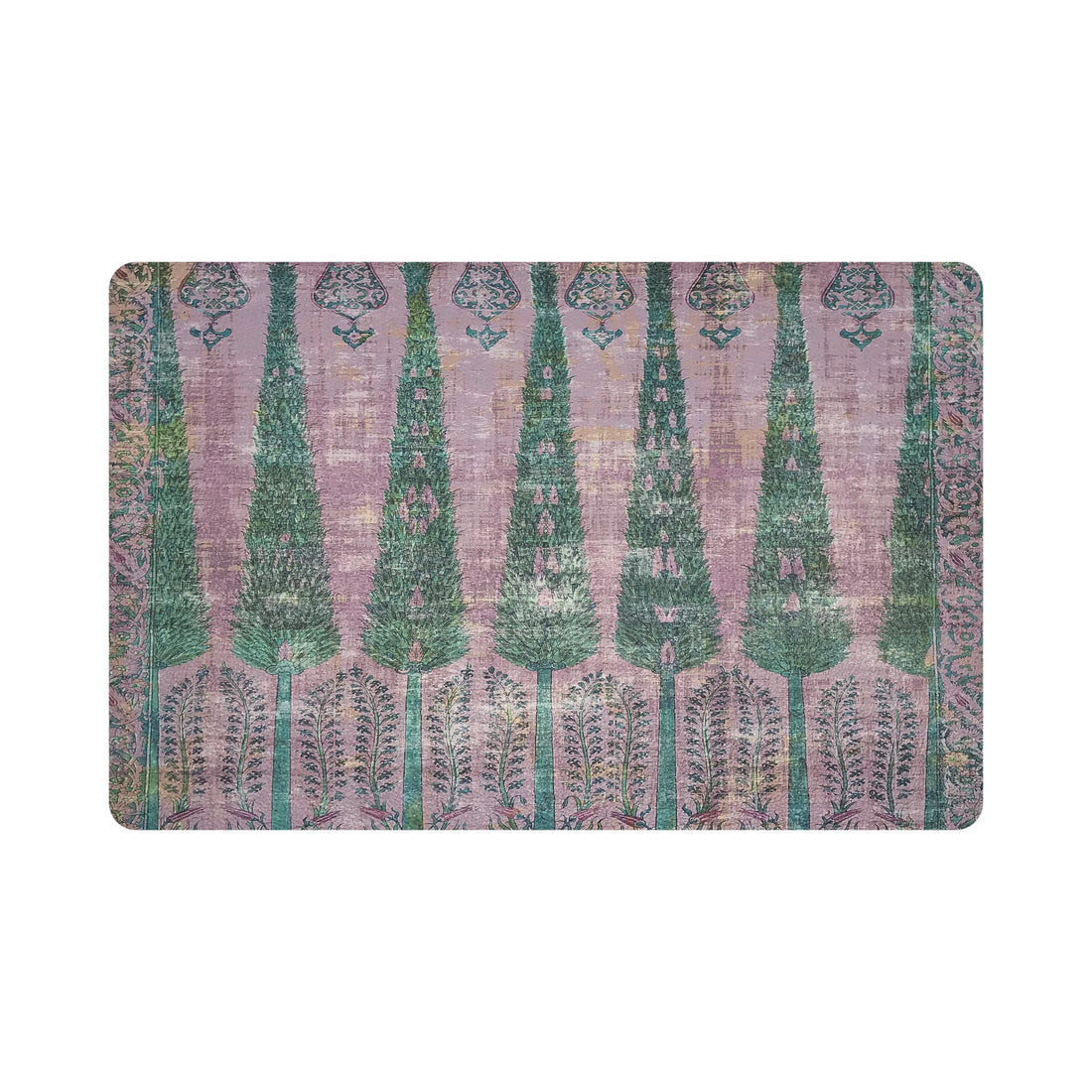 Topkapi Garden Green Pink 17.5&quot; Rectangle Pebble Placemats, Set Of 4 - nicolettemayer.com