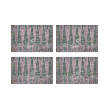 Topkapi Garden Green Pink 17.5&quot; Rectangle Pebble Placemat, Set Of 4 - nicolettemayer.com

