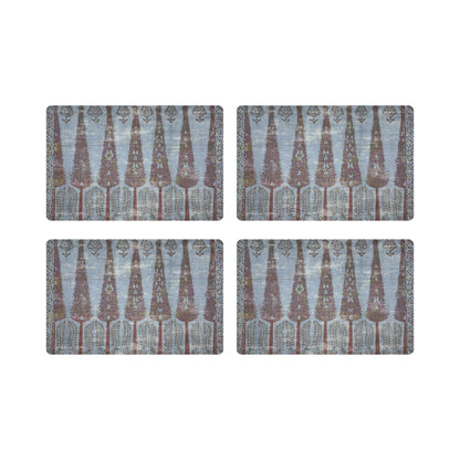 Topkapi Garden Turquoise Red 17.5&quot; Rectangle Pebble Placemat, Set Of 4 - nicolettemayer.com
