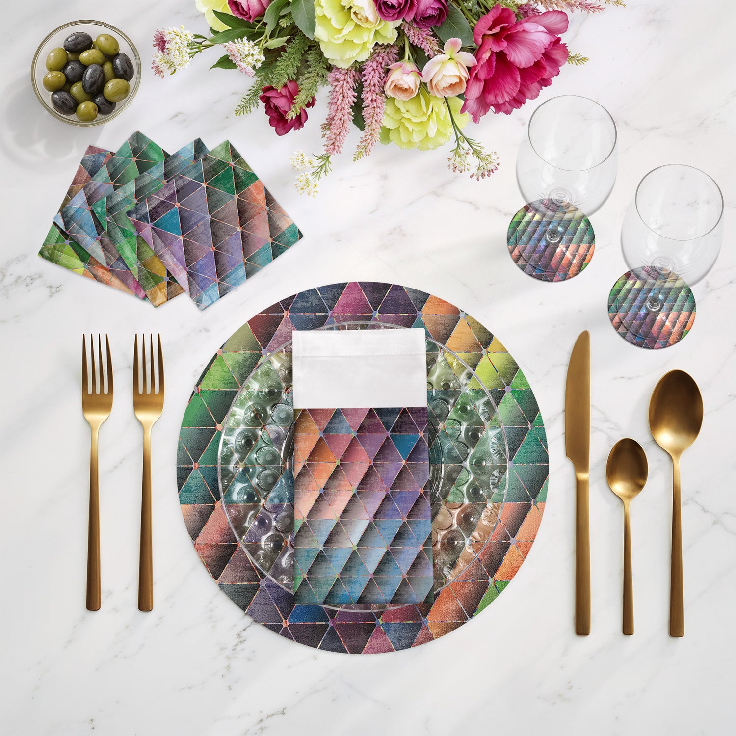 Triage Multi Vegan Leather Round Coasters