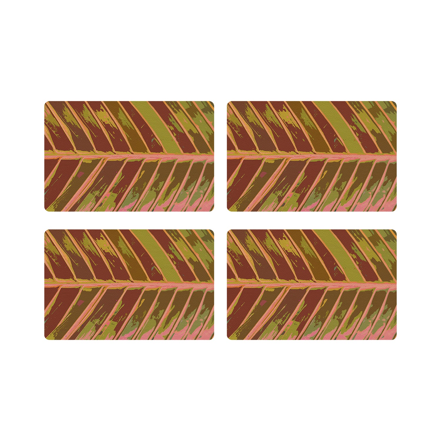 Tropical Leaf Crimson Vegan Leather Rectangle Placemat