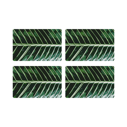 Tropical Leaf Green Vegan Leather Rectangle Placemat