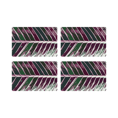 Tropical Leaf Magenta Vegan Leather Rectangle Placemat