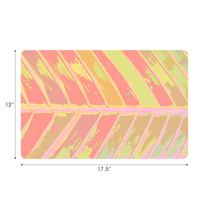 Lot de 4 sets de table rectangulaires roses à motif feuilles tropicales