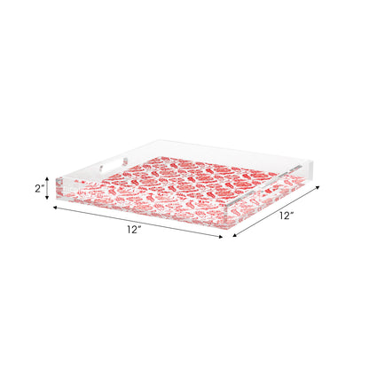 Tulipia Red Acrylic Decorative Tray, 12 x 12 in. by Nicolette Mayer 