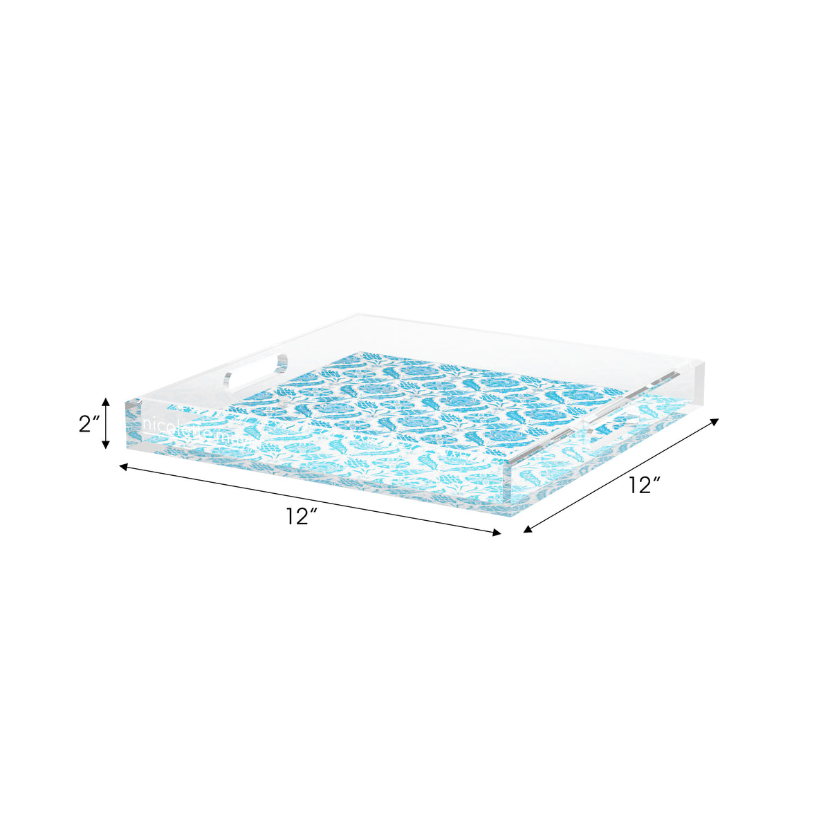 Tulipia Turquoise Acrylic Decorative Tray, 12 x 12 in. by Nicolette Mayer 