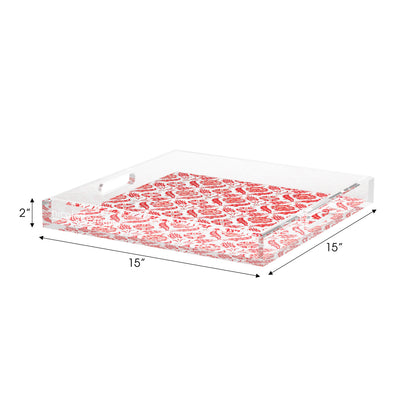 Tulipia Red Acrylic Decorative Tray, 15 x 15 in. by Nicolette Mayer 