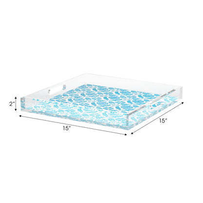 Tulipia Turquoise Acrylic Decorative Tray, 15 x 15 in. by Nicolette Mayer 