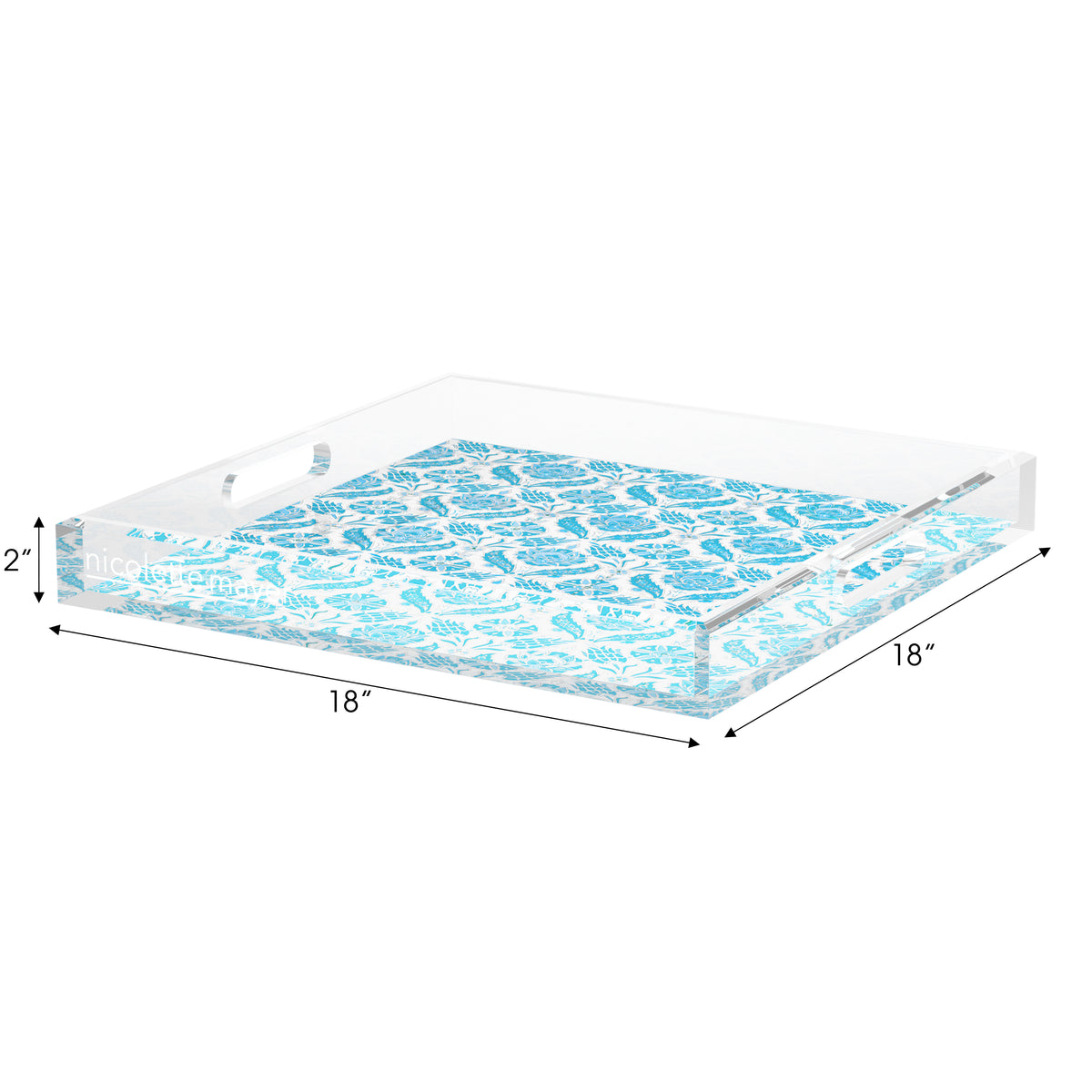 Tulipia Turquoise Acrylic Decorative Tray, 18 x 18 in. by Nicolette Mayer 