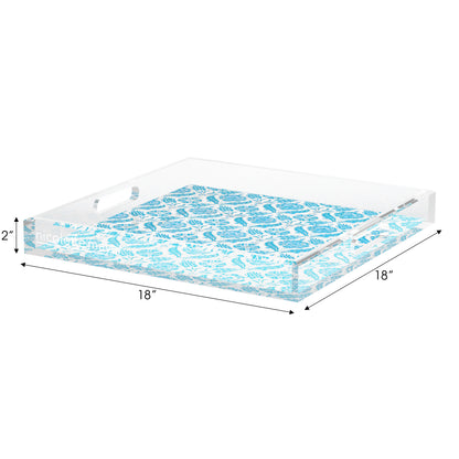 Tulipia Turquoise Acrylic Decorative Tray, 18 x 18 in. by Nicolette Mayer 