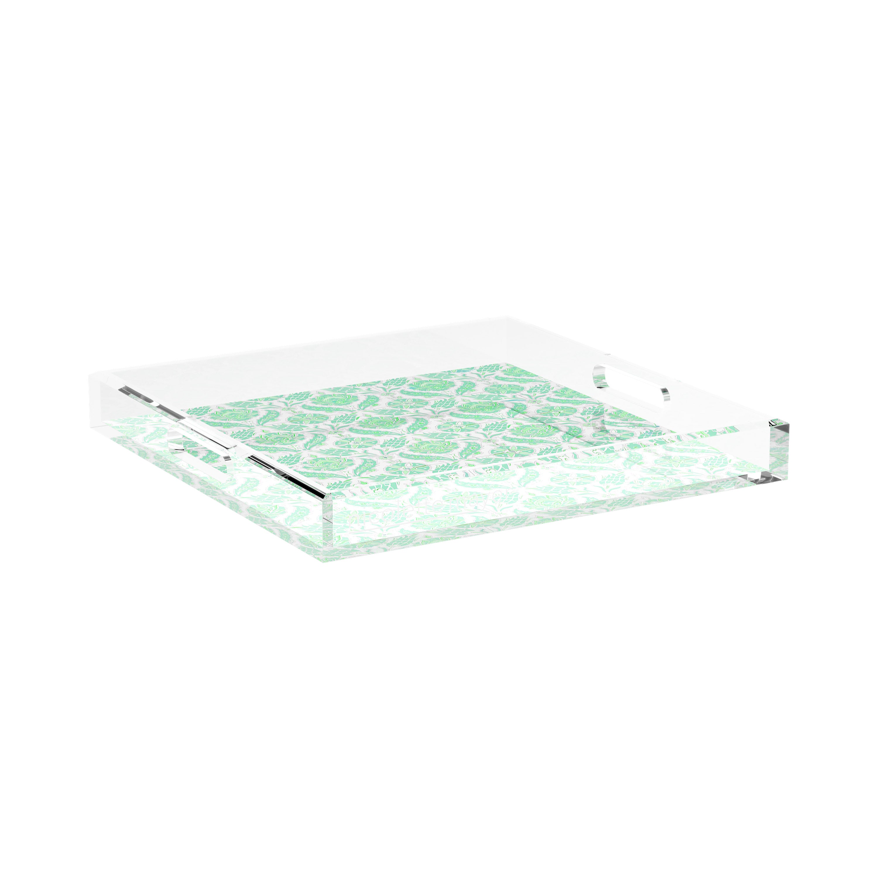 Tulipia Green 15X15 Acrylic Tray - nicolettemayer.com

