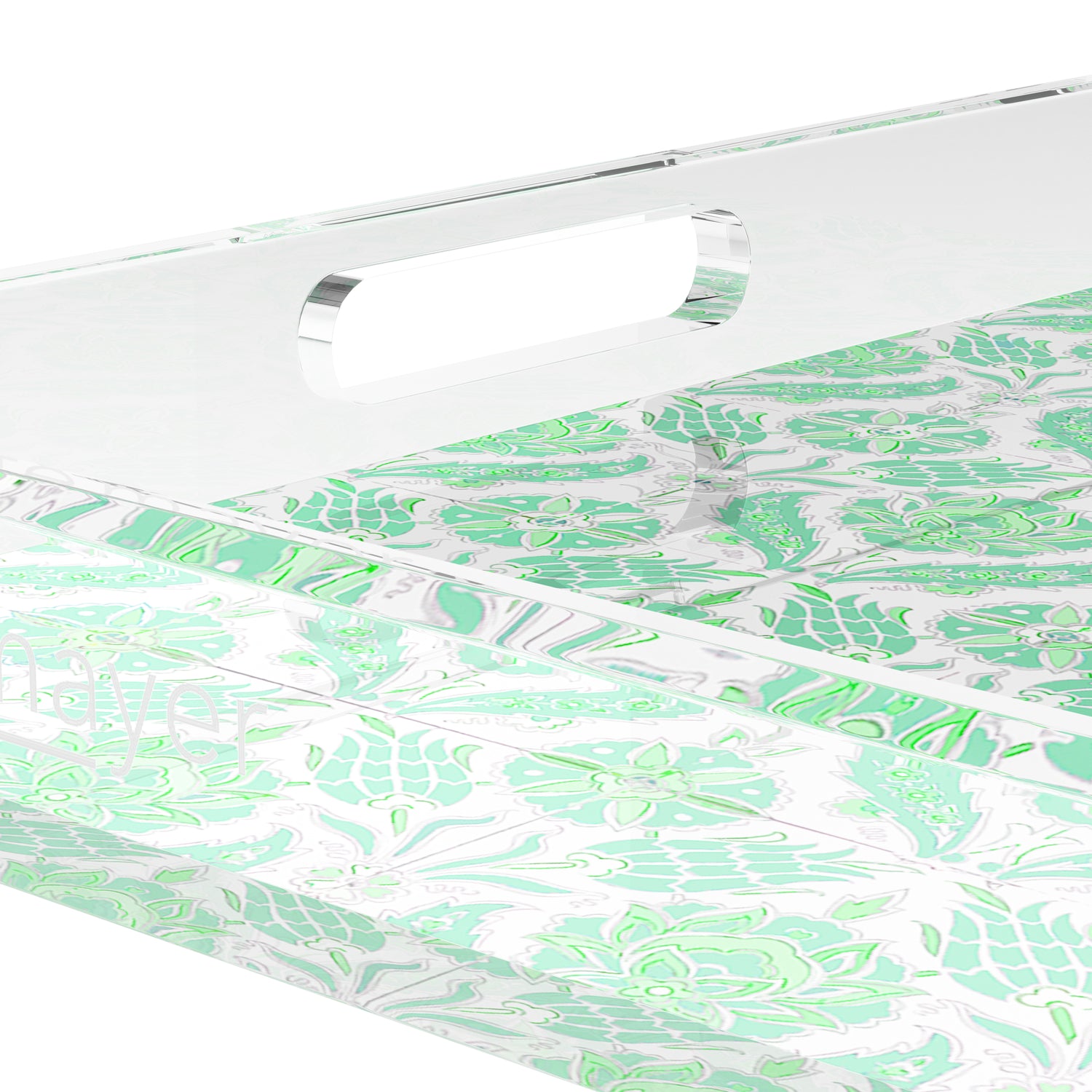 Tulipia Green 15X15 Acrylic Tray - nicolettemayer.com
