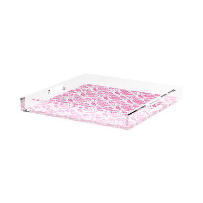 Tulipia Raspberry 15X15 Acrylic Tray - nicolettemayer.com
