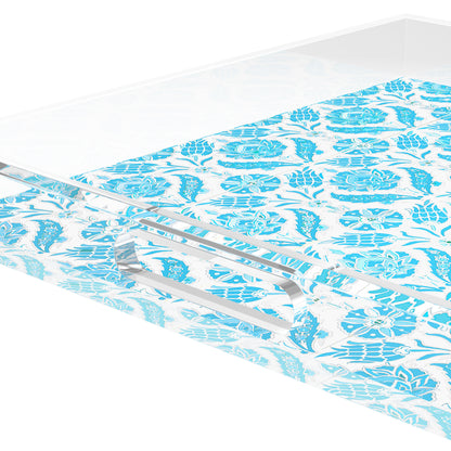 Tulipia Turquoise Acrylic Decorative Tray, 15 x 15 in. by Nicolette Mayer 