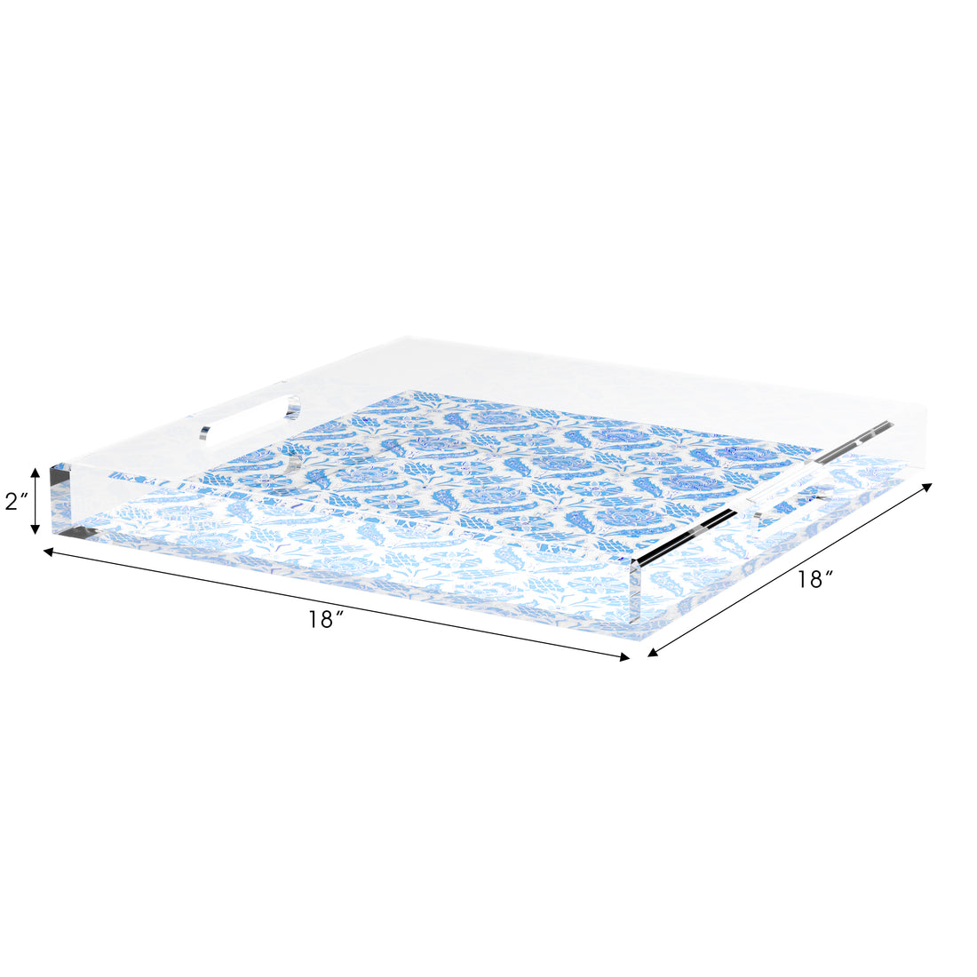 Tulipia Blue 18X18 Acrylic Tray - nicolettemayer.com
