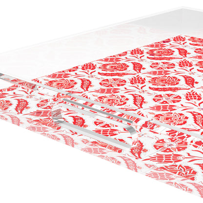 Tulipia Red Acrylic Decorative Tray, 18 x 18 in. by Nicolette Mayer 
