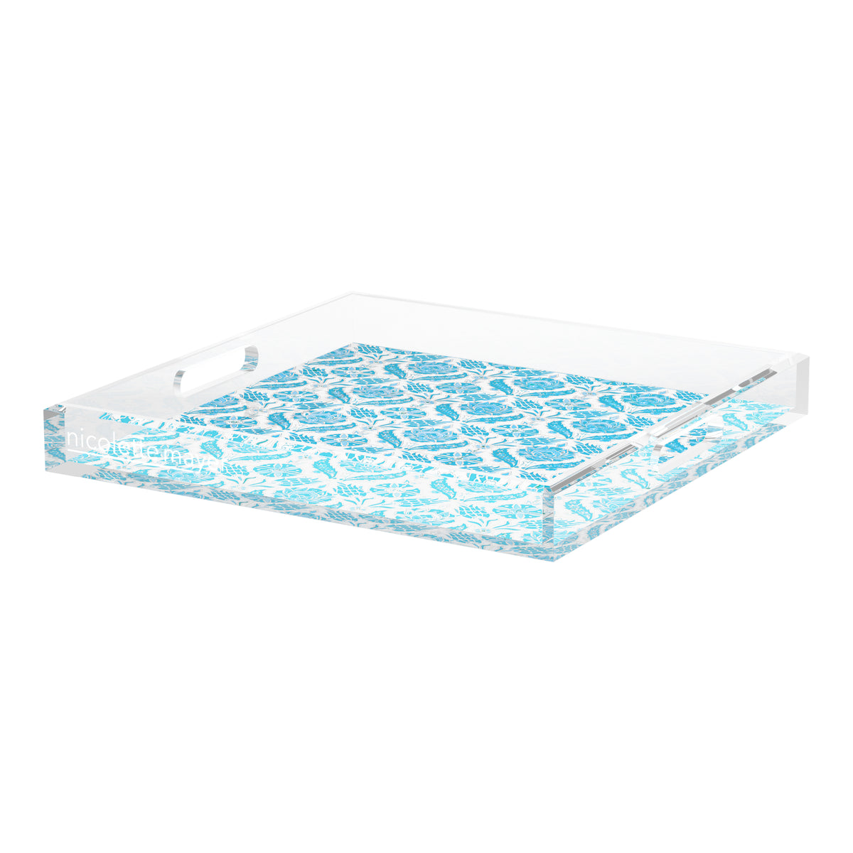 Tulipia Turquoise Acrylic Decorative Tray, 18 x 18 in. by Nicolette Mayer 