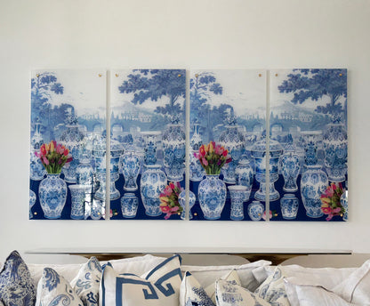 Royal Delft Garniture Acrylic Diptych – Set of 2 Modern Wall Art Panels, 48x48&quot; Overall (24x48&quot; Each)