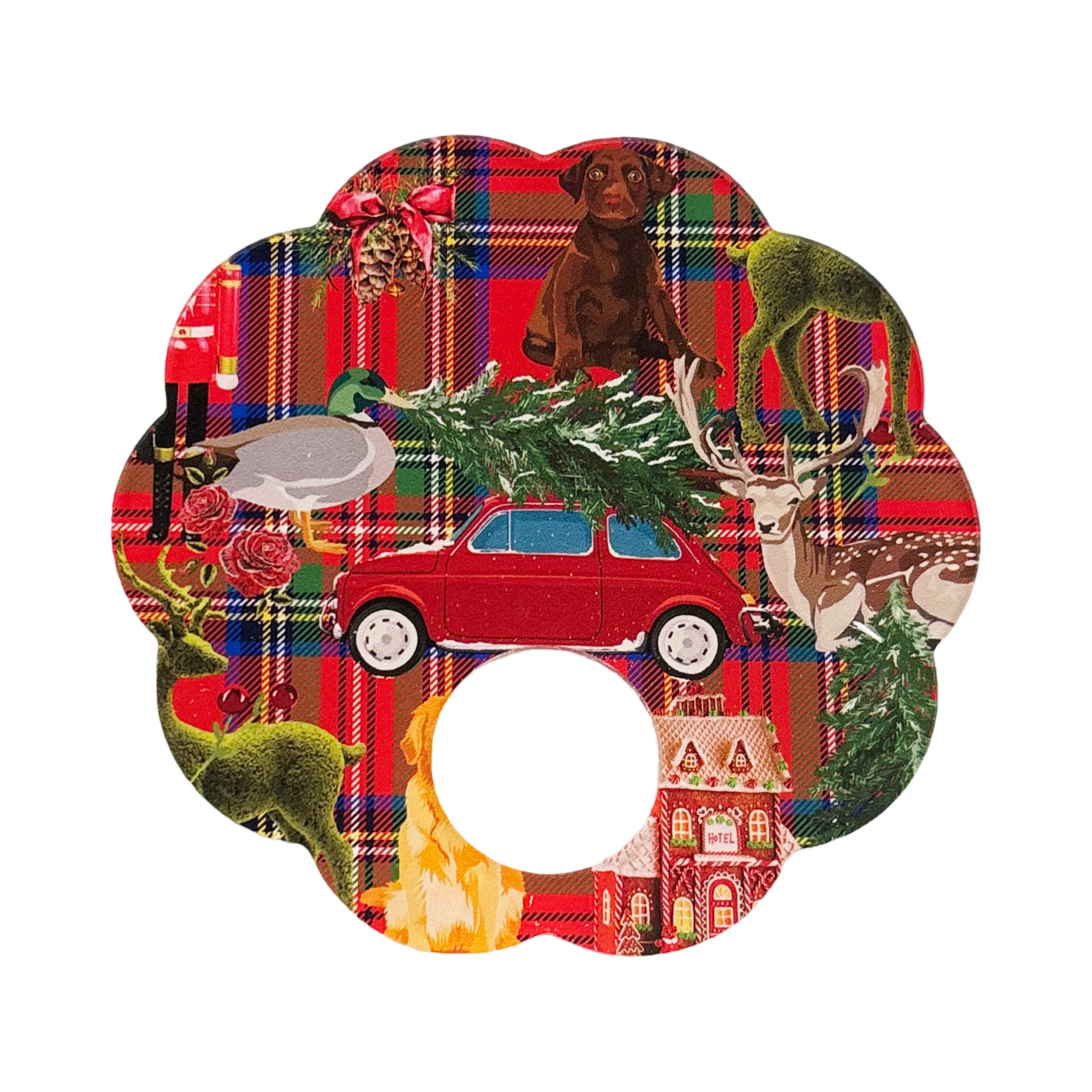 Ultimate Christmas Plaid Acrylic Scallop Napking Ring - Set of 4