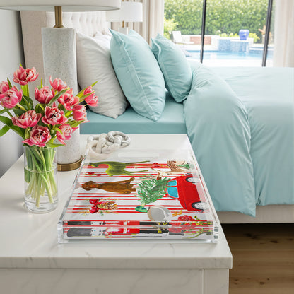 Ultimate Christmas Stripe 22.5X14.5 Acrylic Tray - nicolettemayer.com
