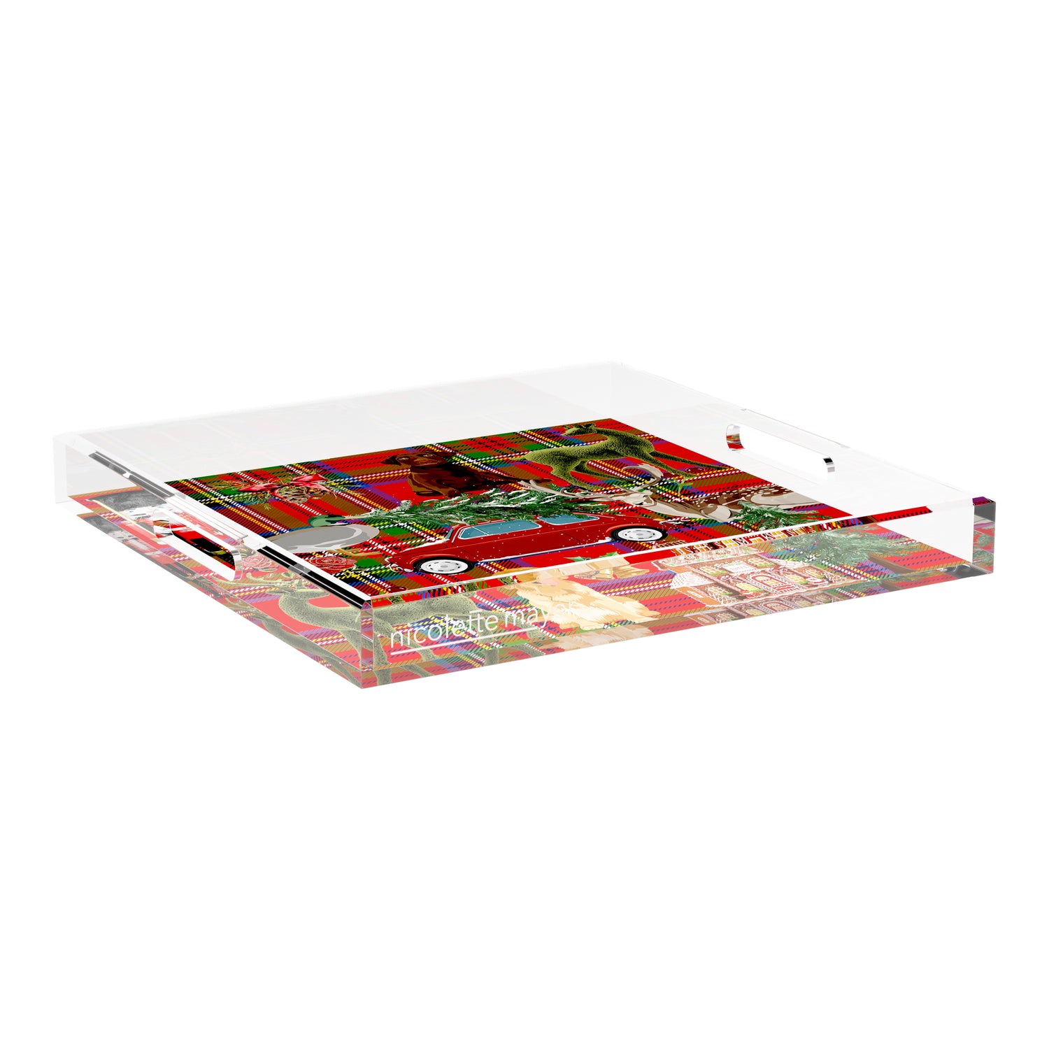 Ultimate Christmas Plaid 18X18 Acrylic Tray - nicolettemayer.com
