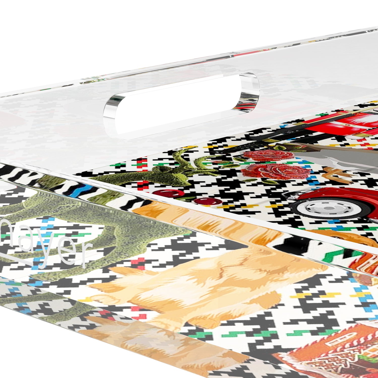 Ultimate Christmas Multi Plaid 12X12 Acrylic Tray - nicolettemayer.com
