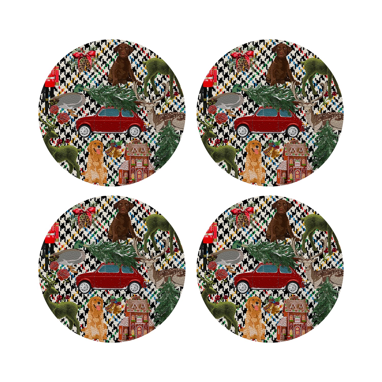 Ultimate Christmas Multi Plaid 4&quot; Coasters - nicolettemayer.com
