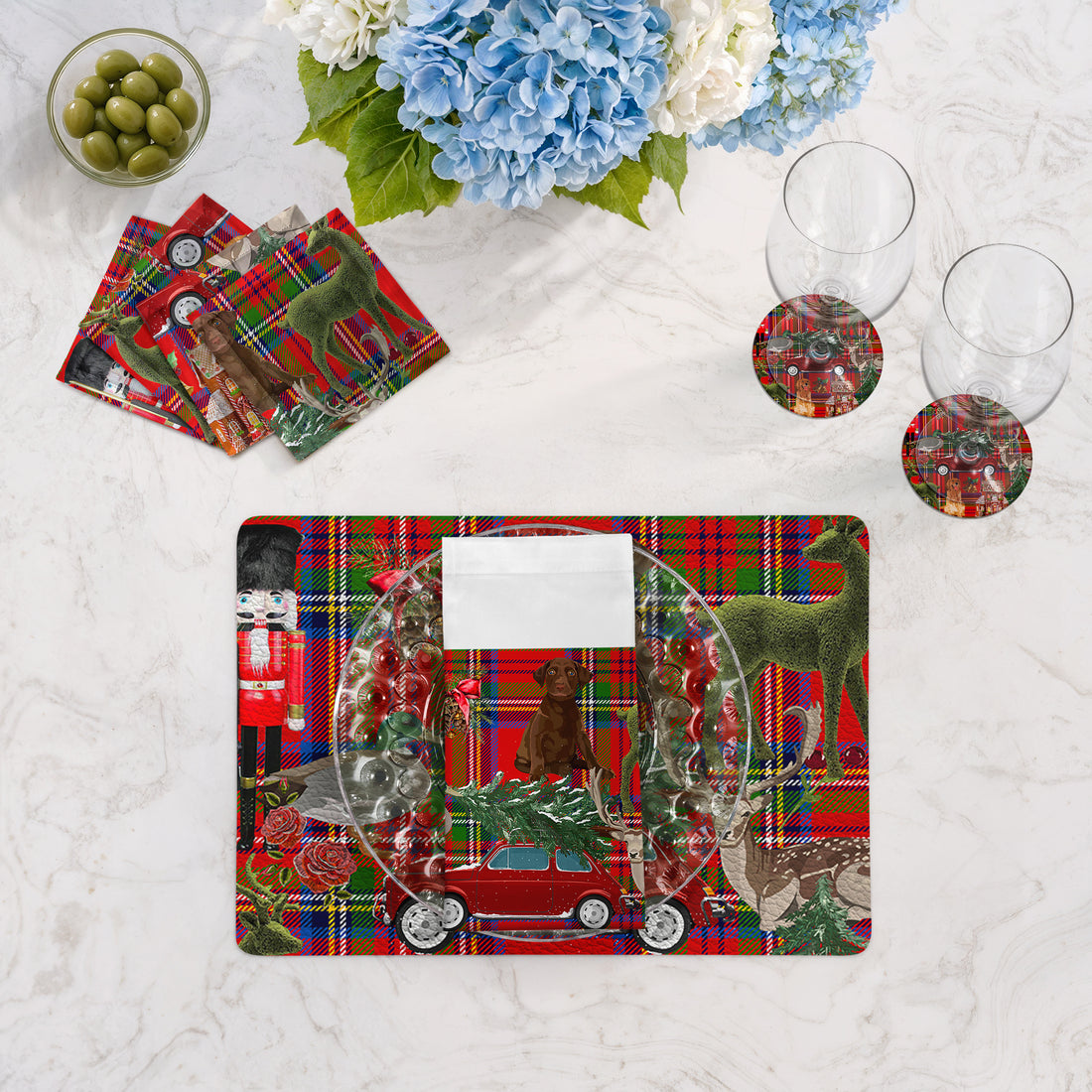 Ultimate Christmas Plaid Vegan Leather Rectangle Pebble Placemat