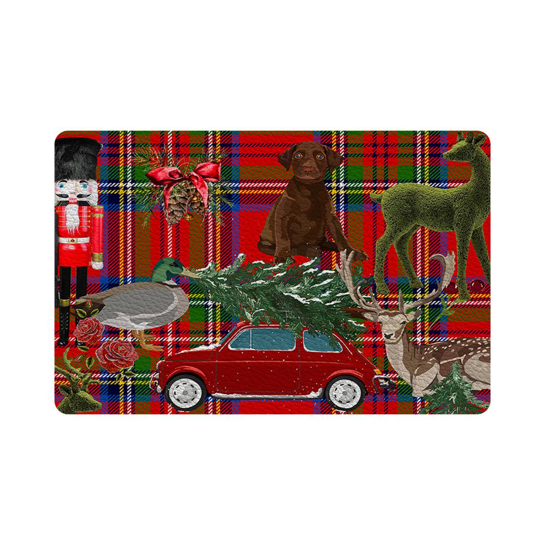 Ultimate Christmas Plaid Vegan Leather Rectangle Pebble Placemat