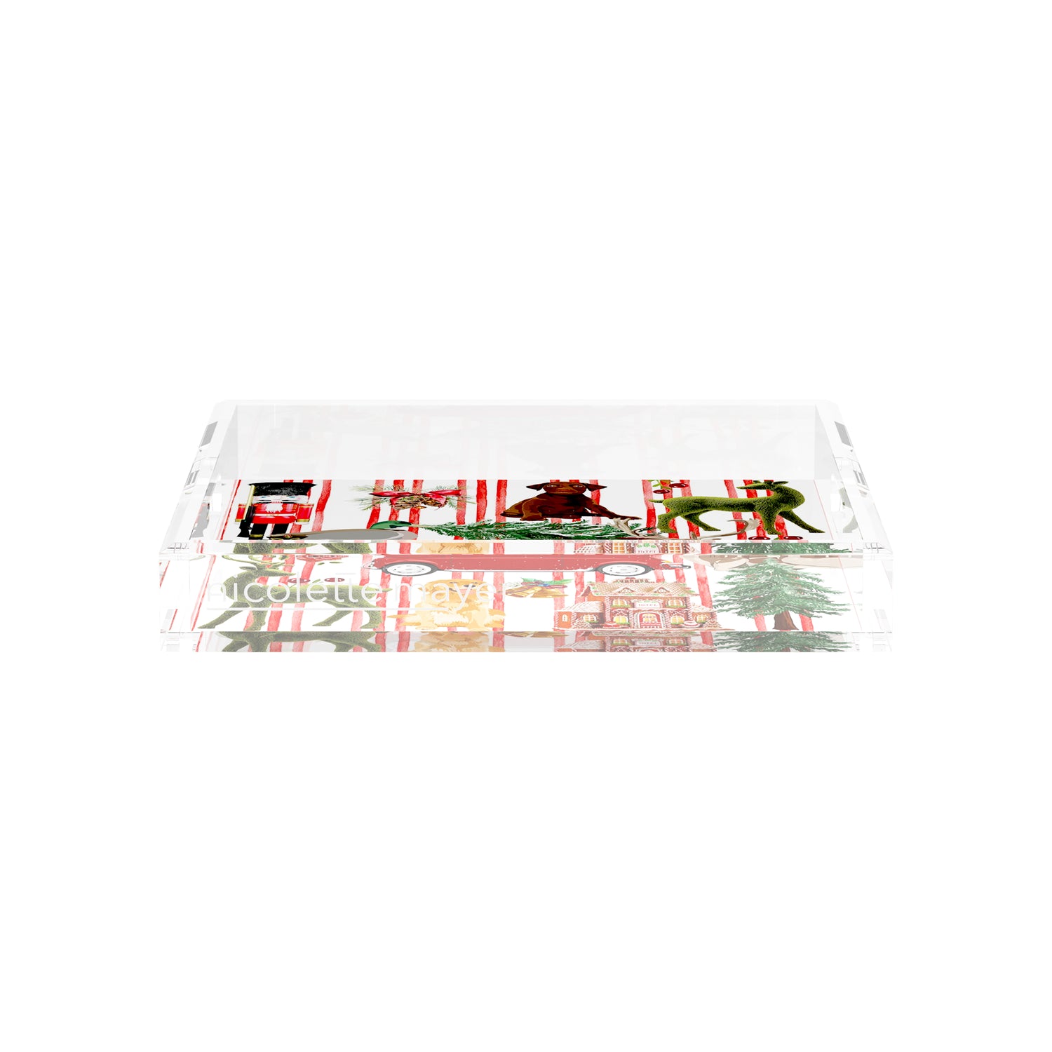 Ultimate Christmas Stripe 12X12 Acrylic Tray - nicolettemayer.com
