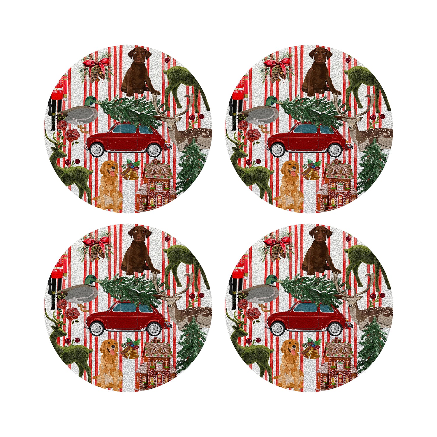 Ultimate Christmas Stripe 4&quot; Coasters - nicolettemayer.com
