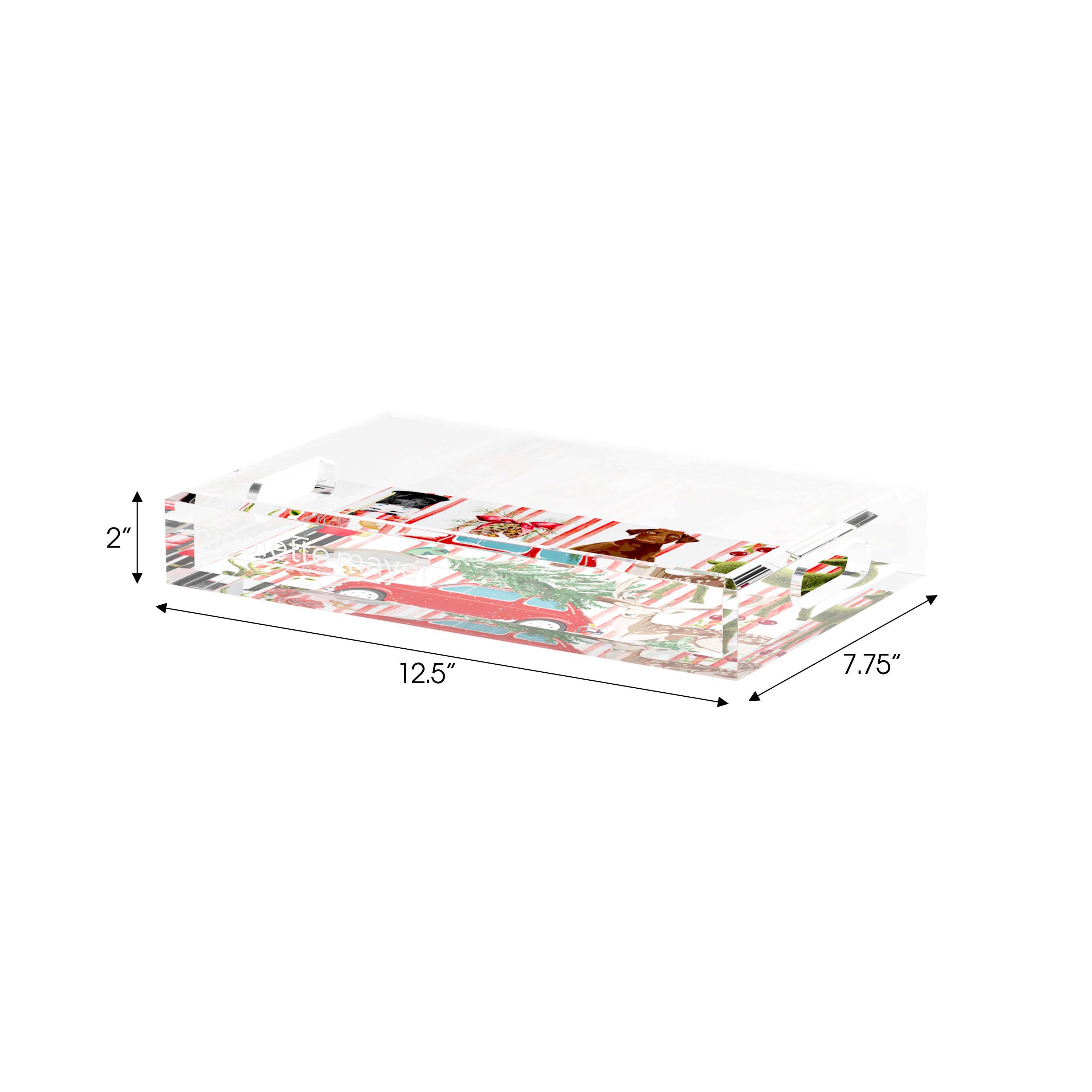Ultimate Christmas Stripe 12.5X7.75 Acrylic Tray - nicolettemayer.com
